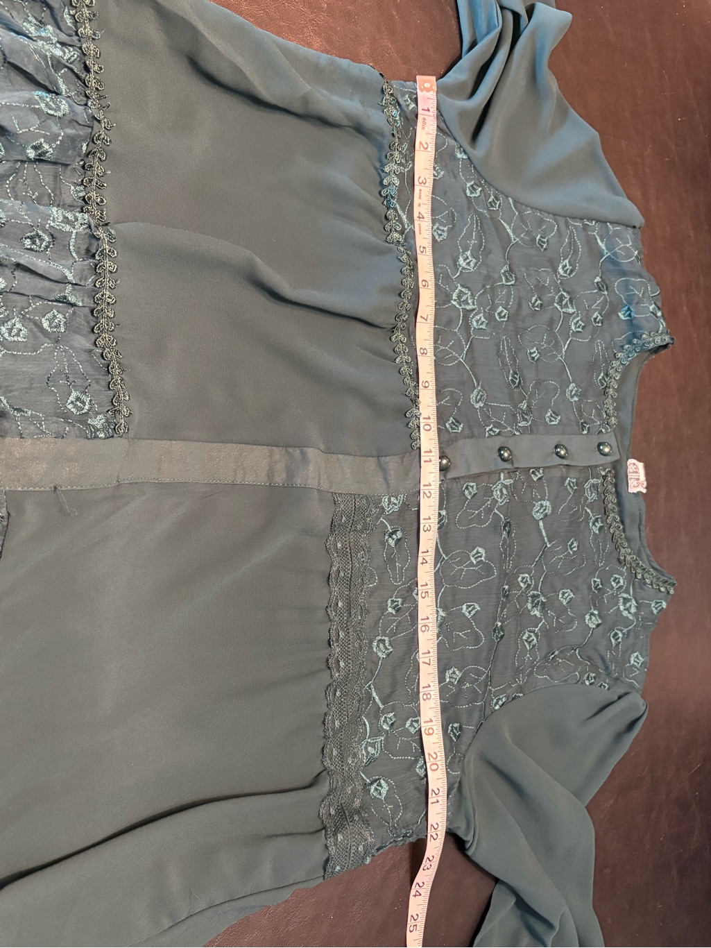 Soolinen Teal Embroidered Lace Tunic Dress Boho Lagenlook Nwt * — image 8 of 8